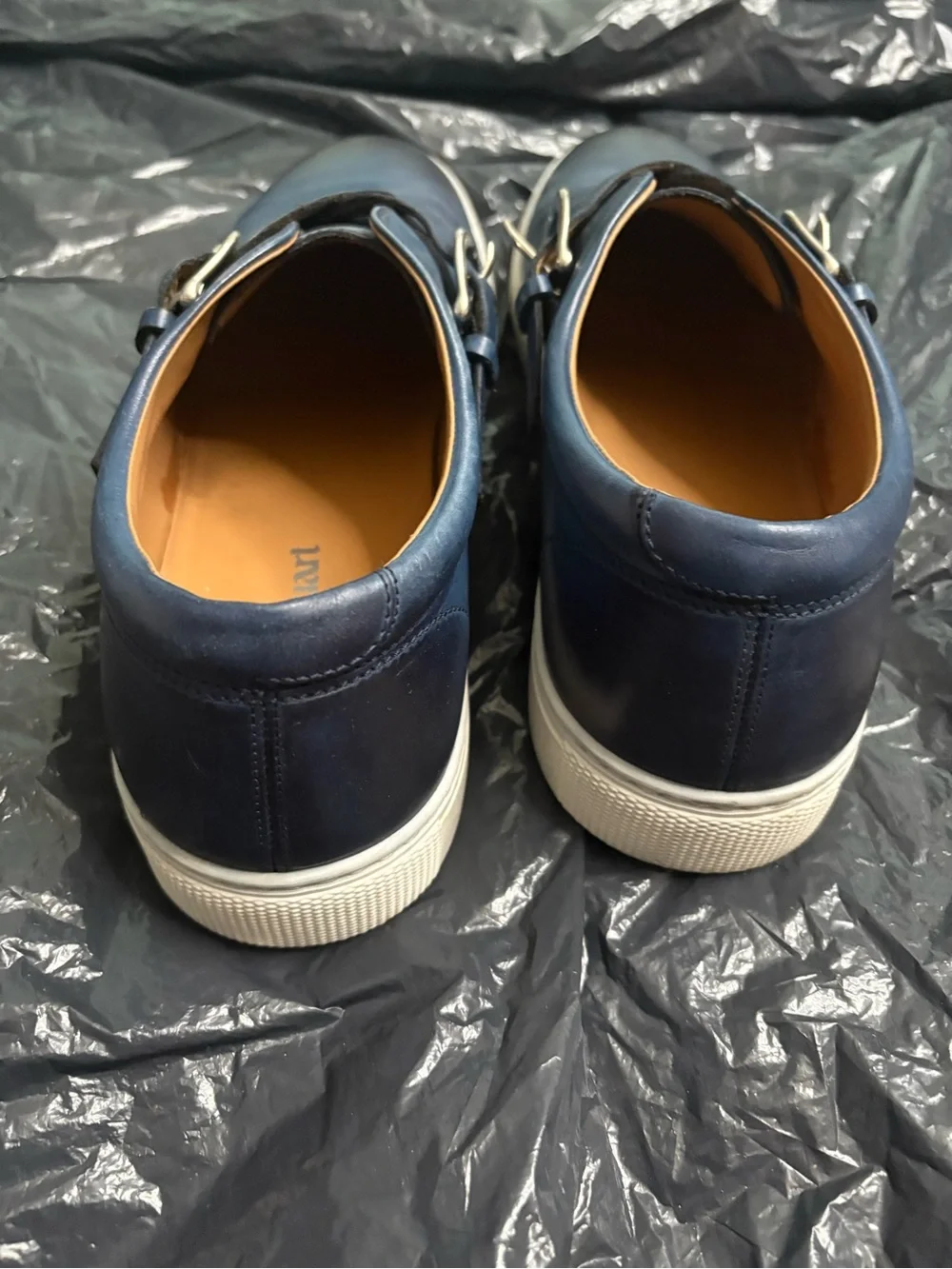 Paul Smith Blue Leather Cross-Strap Slip-Ons